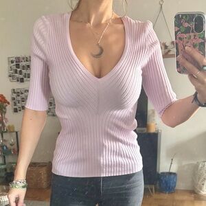 Express Soft Purple Ribbed Top
